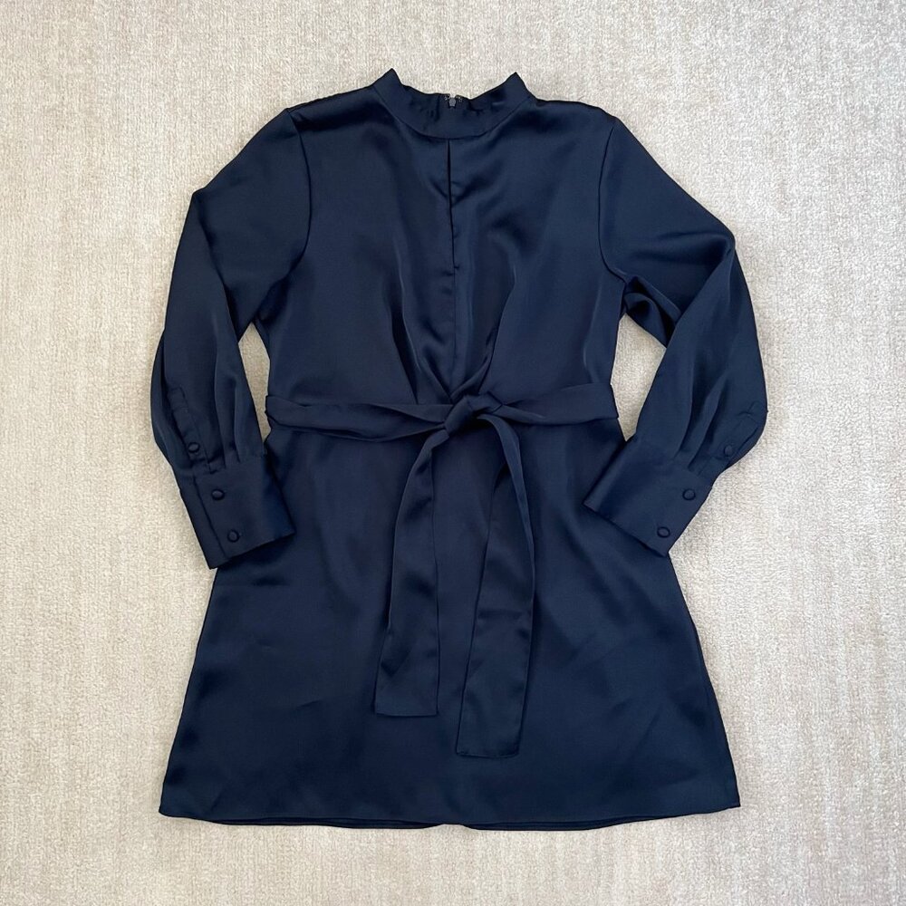 Banana Republic Factory Blue Satin Long Sleeve Dress 16